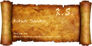 Kohut Sándor névjegykártya